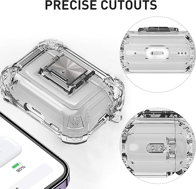 Valkit Compatible Airpods Pro 2nd/1st Generation Case Clear with Cleaner Kit & Lock, Soft TPU Airpod Pro 2/1 Case Shockproof iPods Pro 2 Protective Case for Airpods Pro Gen 2nd/1st(2023/2022/2019)