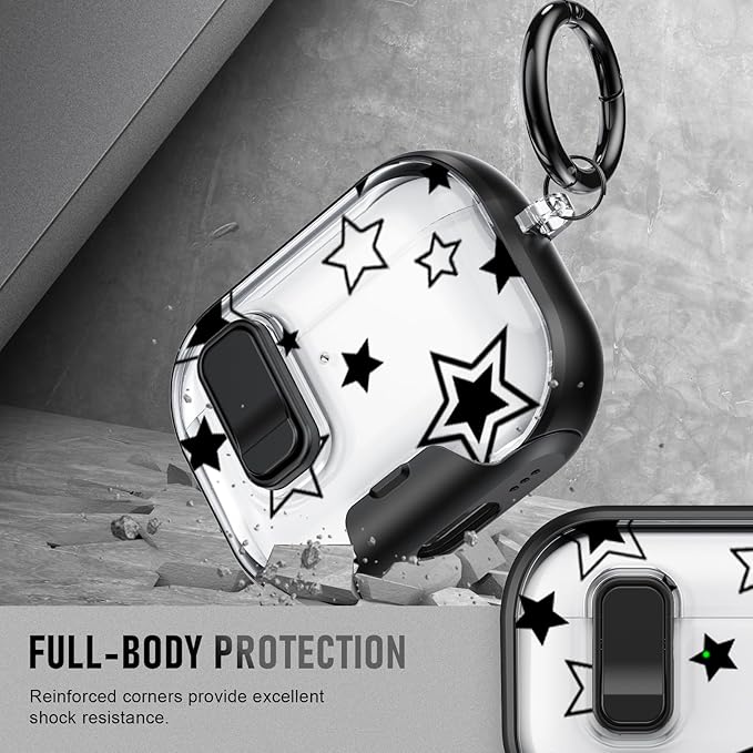 Compatible Airpods Pro 3 Case (2025) with Phone Stand & Cleaner Kit,Cute Soft Silicone Lock Clip Apple AirPods Pro 3rd Generation Case, Airpod Pro 3 Cover with Keychain for Women/Girls