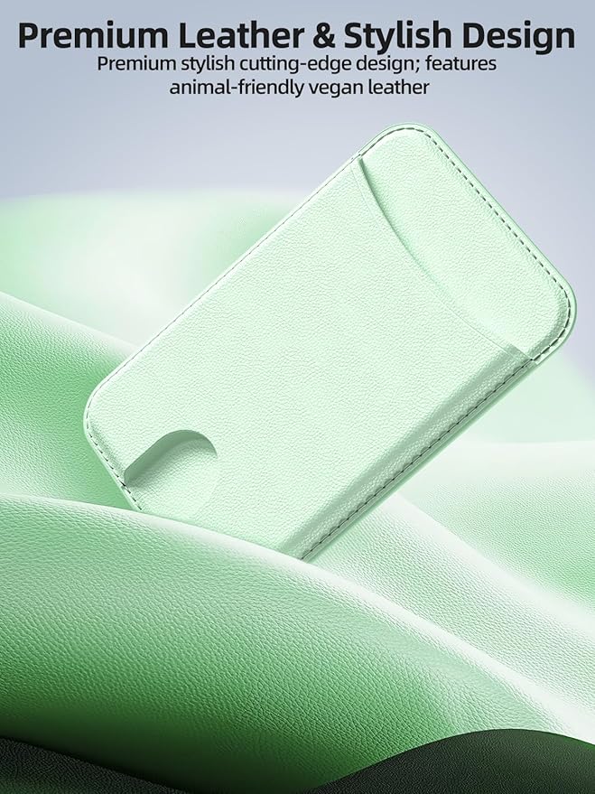 Miroddi for Magsafe Wallet, Magnetic Card Holder for iPhone 17/16/15/14/13/12 Series, Leather Magnet Phone Wallet Fit 4 Cards 3 Cash, Ultra-Thin, RFID Blocking, Green