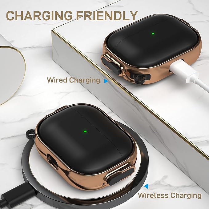 Maxjoy for AirPods Pro 2nd/1st Generation Case with Lock, Cute AirPods Pro 2 Case Lock Protective Hard AirPod Pro Cover for Women Men with Keychain for Airpod Pro (2023/2022/2019), Black/Rose Gold