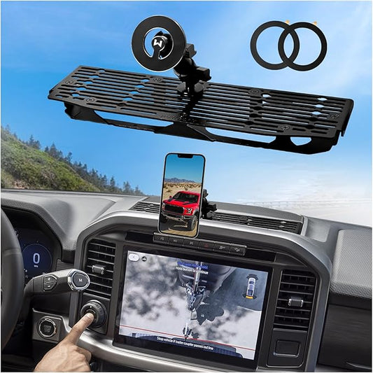 2025 2024 F150 Metal Dash Platform Phone Mount Magnetic Phone Holder for 2021-2025 F150 & 2021-2023 Raptor Cell Phone Holder Dash Phone Mount 2024 F150 Dash Mount