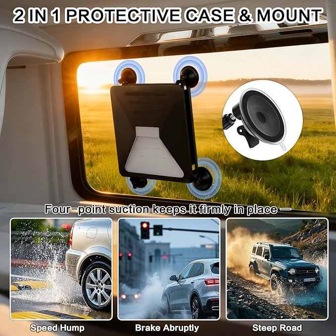 Starlink Mini Mount Suction Cup Car Mount with Protective Silicone Cover & Carabiner, 2-in-1 Sunroof & Window Holder, Water & Sun Resistant, Ideal for Cars, RVs, Boats & Road Trips