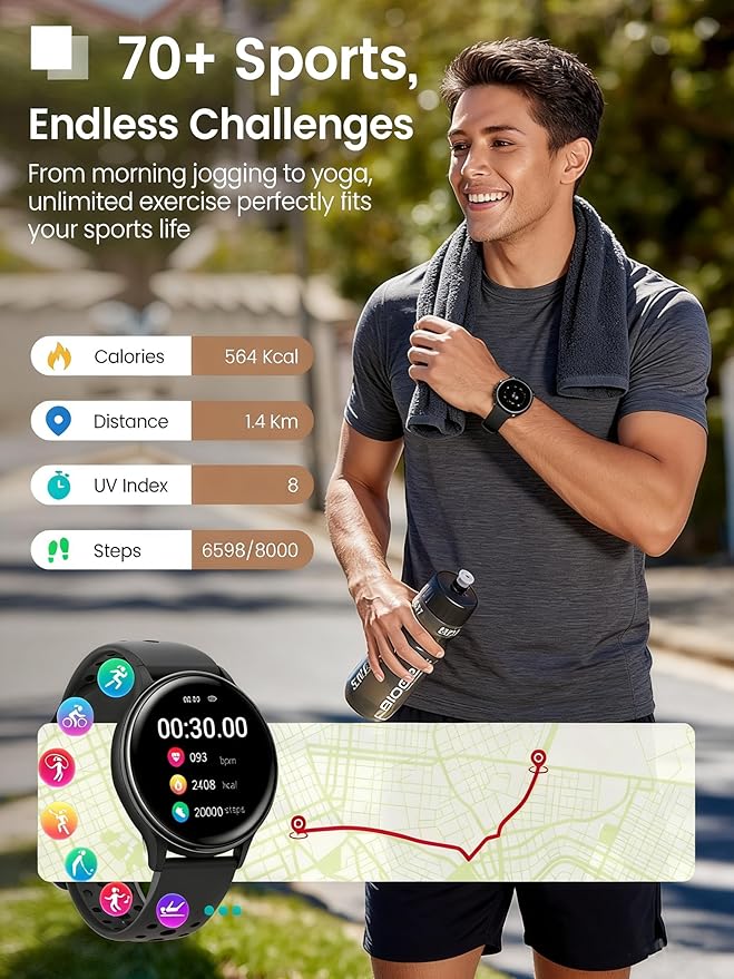 Smart Watches for Women & Men(Answer/Make Calls), Activity Smart Watch with 24/7 Heart Rate/Sleep Monitor/400+ Watch Face/70+ Sport Modes/IP68 Waterproof Fitness Tracker Smartwatchfor Android & iPhone