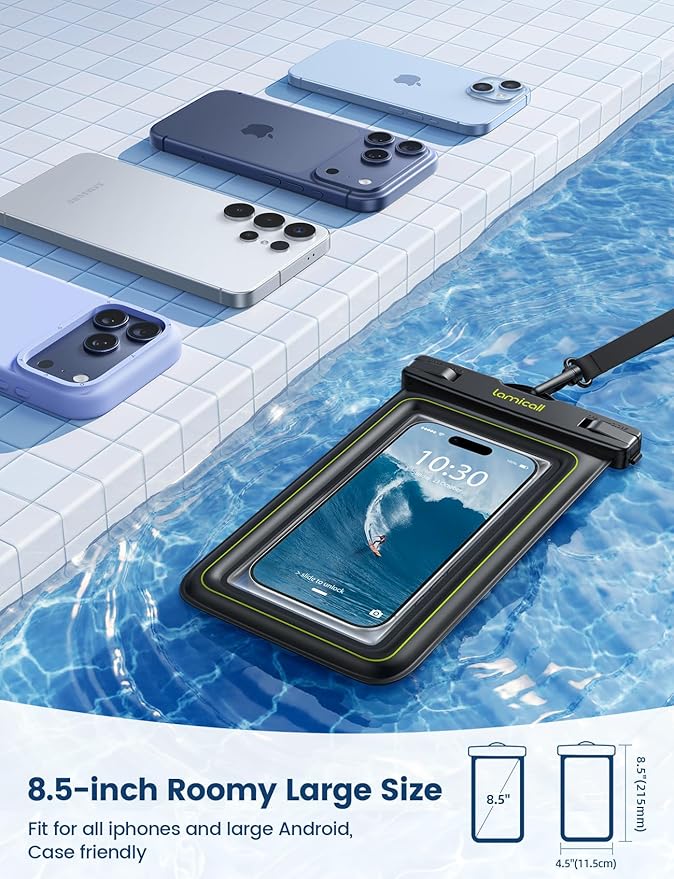 Lamicall IP68 Floating Waterproof Phone Pouch - [2 Pack] Water Proof Phone Case with Lanyard for iPhone 17 16 15 14 13 Pro Max, Galaxy S25 S24 Ultra, Beach Vacation Cruise Essentials Gifts, 4-8.5"