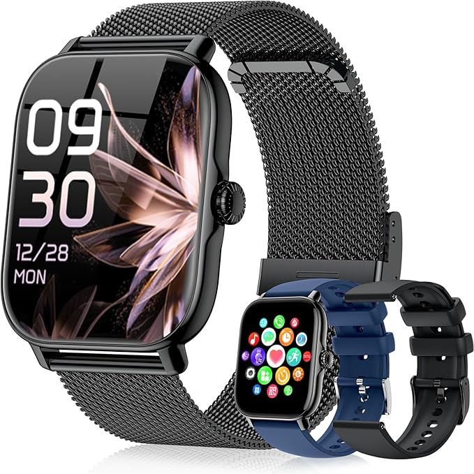 Smart Watches for Women Men (Make/Answer Calls), Steps Counter Fitness Watch for Android iPhone with 120+ Sports, IP68 Waterproof, Sleep Calorie Monitor, Pedometer (Black)