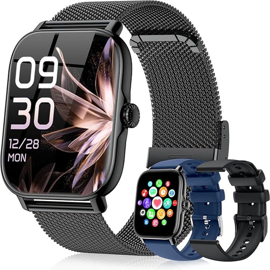 Smart Watches for Women Men (Make/Answer Calls), Steps Counter Fitness Watch for Android iPhone with 120+ Sports, IP68 Waterproof, Sleep Calorie Monitor, Pedometer (Black)