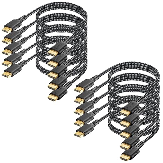 Long HDMI Cable 10-Pack 10FT,8K HDMI to HDMI 2.1 Cord 48Gbps Ultra High Speed Multi Pack Cable for Conference Room, Projector, Monitor, Laptop, PC, Video Conference System
