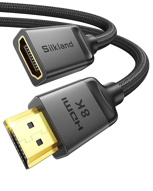 Silkland 8K HDMI Extension Cable 10FT/3M HDMI Extender 2.1, 8K@60hz 4K@120hz HDMI Male to Female Adapter, Ultra High Speed 48Gbps Hdmi Cord Compatible with Fire Stick Roku TV Blu-Ray Laptop PS5 PS4 PC