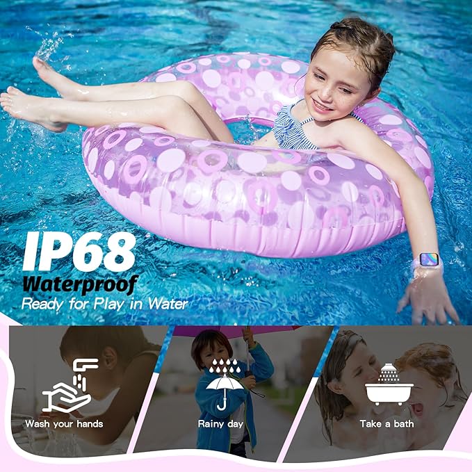 Kids Smart Watch Girls Boys, Fitness Tracker for Kids, 1.5 Inch DIY Dial, 19 Sport Mode, Sleep Monitor, Pedometers, Heart Rate, IP68 Waterproof, Great Gift for Boys Girls Teens 6-14