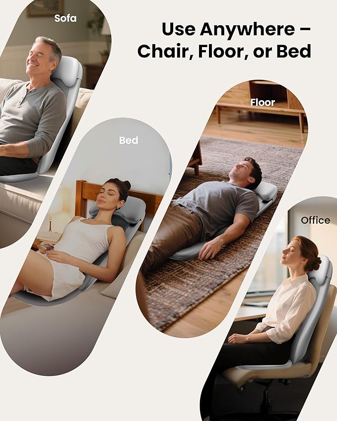 COMFIER Shiatsu Back Massager with Heat, Deep Tissue Kneading Chair Massager with Vibration, 2D/3D Shiatu Massage Seat Cushion, Full Back Massage Chair Pad, Gifts for Men Women