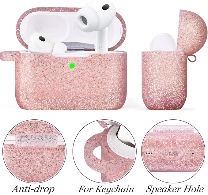 VISOOM for AirPods Pro 3 Case 2025, Silicone Case for Apple Air Pods Pro 3rd Generation Cover Women, Cute iPods 3 Protective Cover with Bling Keychain & Cleaning Kit, Bling Rose Gold
