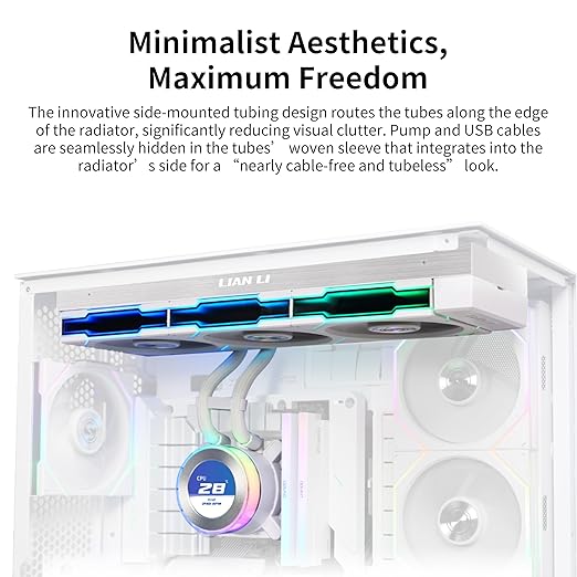 Lian Li Hydroshift II-C 360TL RGB Liquid CPU Cooler - 360mm AIO - 3X 120 RGB Fans - 2.1??IPS LCD Screen - 3 Control Mode - Flexible Tubes Clamp - LGA 1851/1700, AMD AM5/AM4 - Black (HS2LCD36TB)
