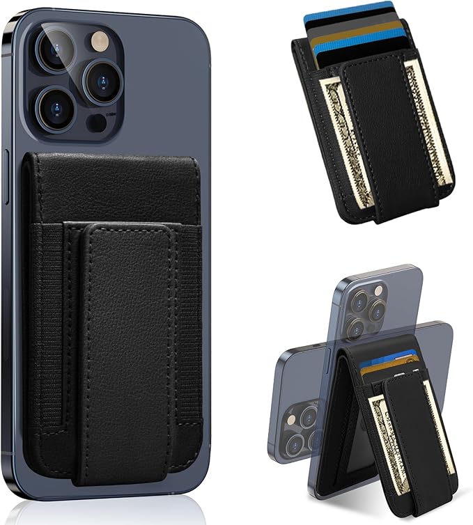 for MagSafe Wallet, Magnetic Phone Wallet with Adjustable Stand & Money Clip, Detachable Magnetic Wallet for iPhone 16/15/14/13/12 Pro Max Plus, 10+ Cards Holder