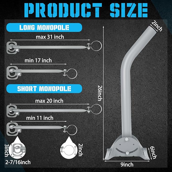 Universal J Pipe Antenna Mount Kit, 2 Inch Outdoor Adjustable Monopoles for Mounting Satellite Dish HDTV Supports up to 30 Lbs Steel Bracket Roof Wall Panel Mounting