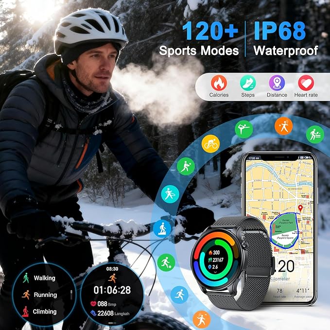 Smart Watch for Men Women Fitness: Make Answer Call Waterproof Digital Mens Watches Running Pedometer Smartwatch Android Phone iPhone Samsung Compatible Sleep SpO2 Heart Rate Monitor Step Tracker