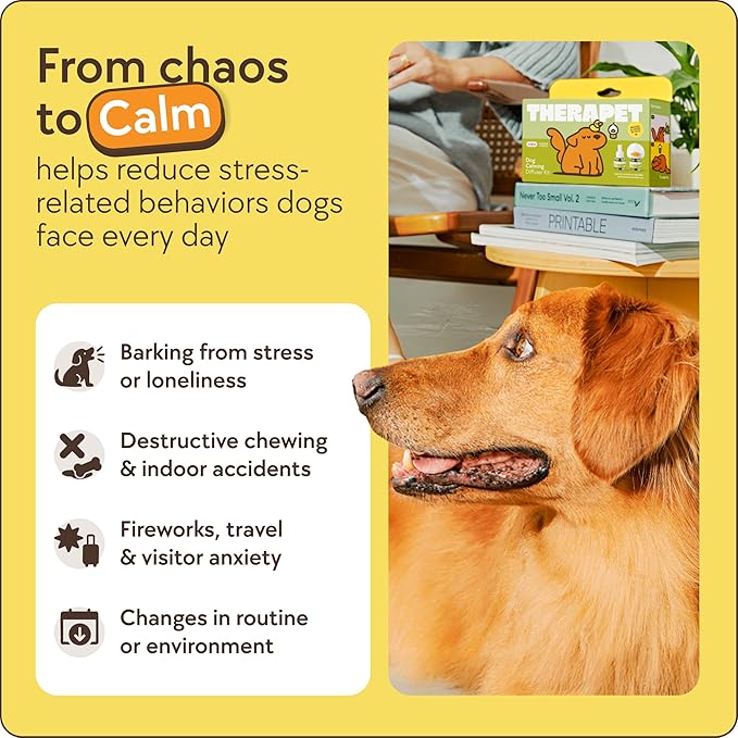TheraPet MD 60-Day Dog Calming Diffuser - for Stress, Destructive Behavior, Pee Accidents, Separation Anxiety, Barking, Aggression & Chewing - 60-Day Refill Included - Packaging May Vary