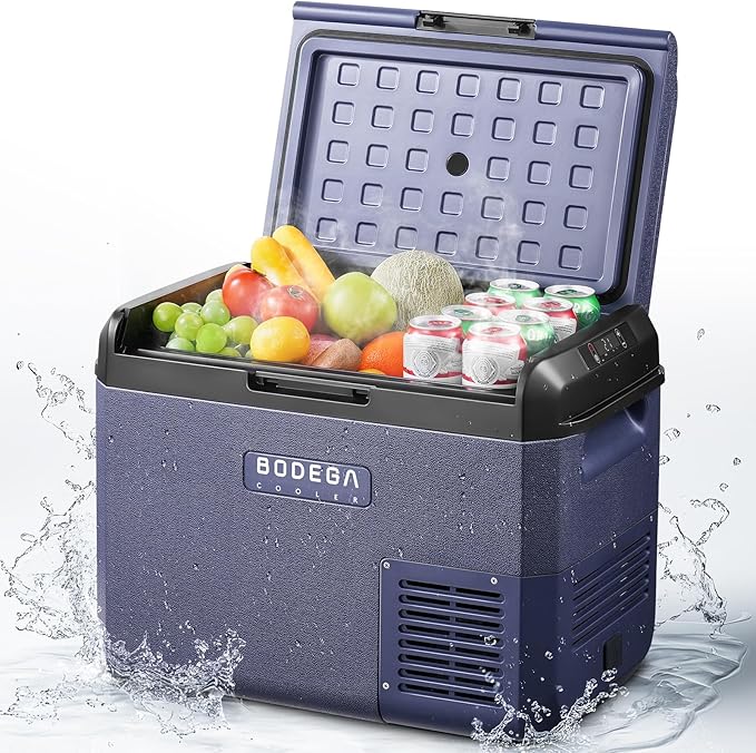 BODEGA 12 volt Car Refrigerator -32 QT Portable Freezer IPX4 Waterproof Car Fridge Electric Cooler Ultra-Quiet for Truck Van Camping Travel 12/24V DC 110~240 Volt AC,-4℉~68℉