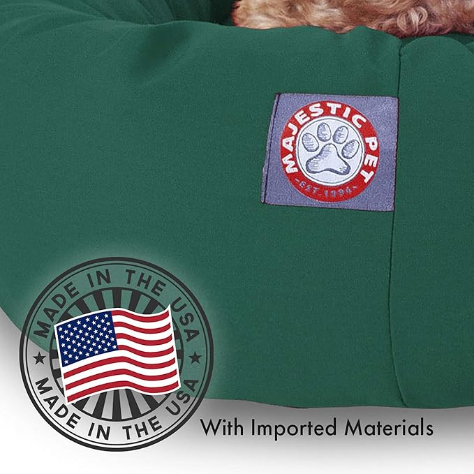 Majestic Pet 52 inch Green & Sherpa Bagel Dog Bed Products, 52.0"L x 35.0"W x 14.0"Th