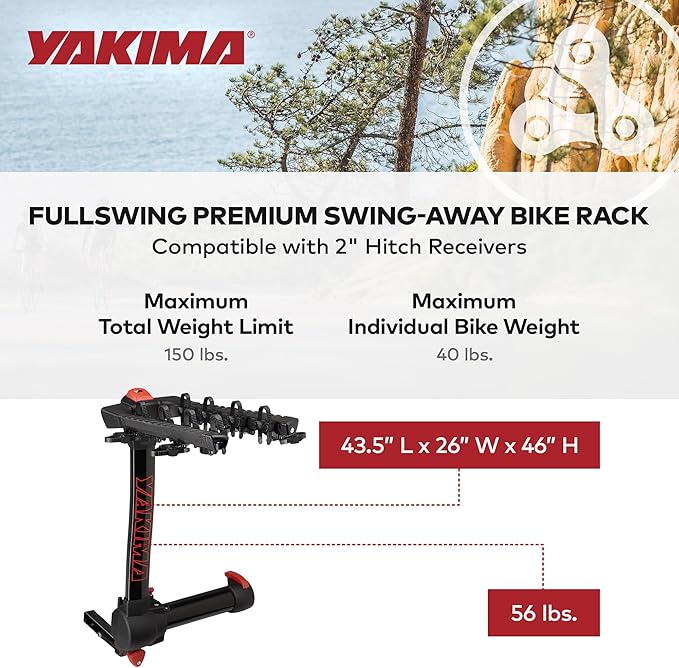 Yakima 4-Bike Hitch Mount Carrier, Swing-Away Bike Rack for Car, Truck, & SUV, FullSwing 4 - Heavy-Duty Bicycle Storage Equipment and Accessories for Vehicles