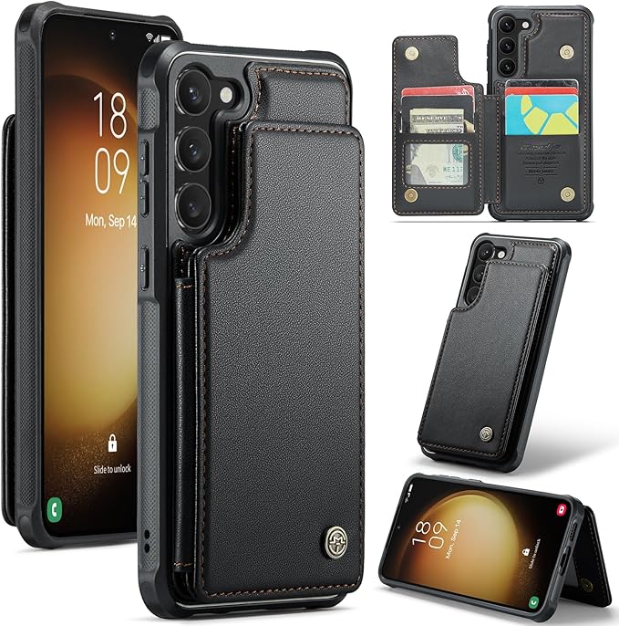 Bemal for Samsung Galaxy S23 Plus Wallet Case with Card Holder, RFID Blocking, Shockproof Leather Kickstand for Men and Women, Durable Protective Phone Cover for 6.6", Black