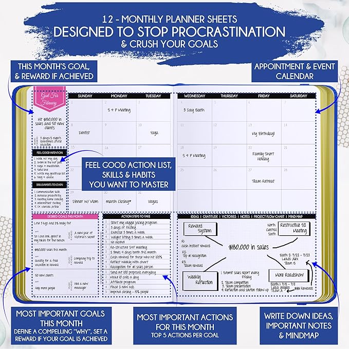 Deluxe 2026 Planner Weekly and Monthly | Law of Attraction Planner with Productivity App | 12-Month for Productivity, Gratitude & Goal Setting | Includes Foldable Vision Board, Gift Box & Stickers