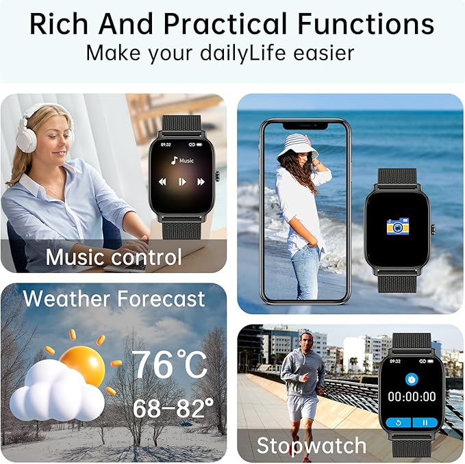 Smart Watch for Men Women Fitness: Waterproof Make Answer Call Digital Mens Watches Pedometer Smartwatch for Android Phone iPhone Samsung Compatible SpO2 Sleep Heart Rate Monitor Running Step Tracker