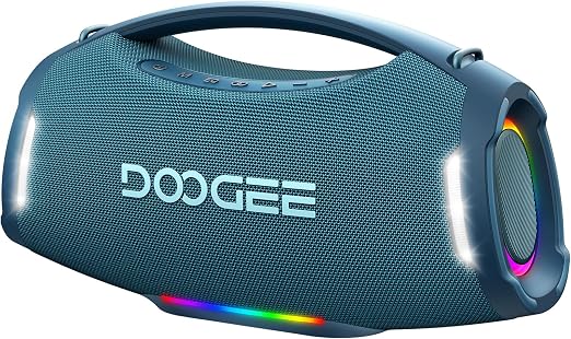 Portable Wireless Speaker,250W Peak/220W RMS Loud Boombox,Powerful Sound,14H Playtime,IPX5 Water-Resistant,RGB Lights,TWS Pairing,USB/TF/AUX,Shoulder Strap for Party,Camping and Outdoor