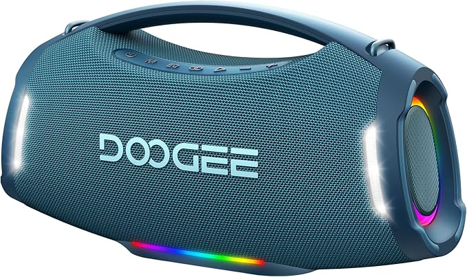 Portable Wireless Speaker,250W Peak/220W RMS Loud Boombox,Powerful Sound,14H Playtime,IPX5 Water-Resistant,RGB Lights,TWS Pairing,USB/TF/AUX,Shoulder Strap for Party,Camping and Outdoor