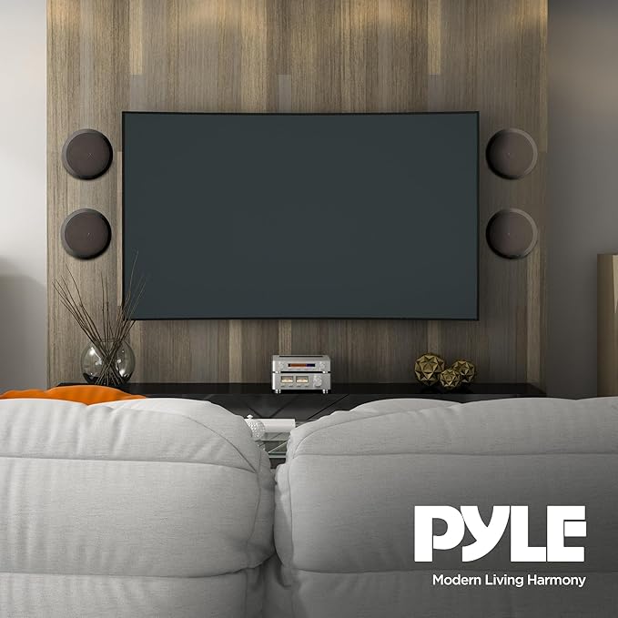 Pyle PDIC81RDBK 8 Inch 250 Watts Flush in-Wall in-Ceiling Black Speakers, with 2 Way Stereo Sounds, Ideal for Custom Installations, Pack of 4