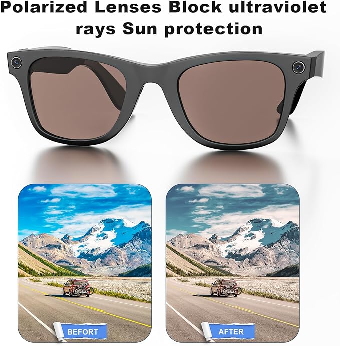 Replacement Lenses Compatible with Ray-Ban Meta Wayfarer RW4006 50mm Smart Glasses for Women Men-Non/Polarized Lenses