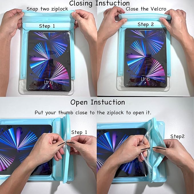 Floating Waterproof Tablet Case Protective Cover Pouch for iPad Pro IPAD Air 13inch MacBook air Galaxy Tab S9+ Surface Pro9 Tablet and Laptop up to 13inch, Perfect for Pool Beach