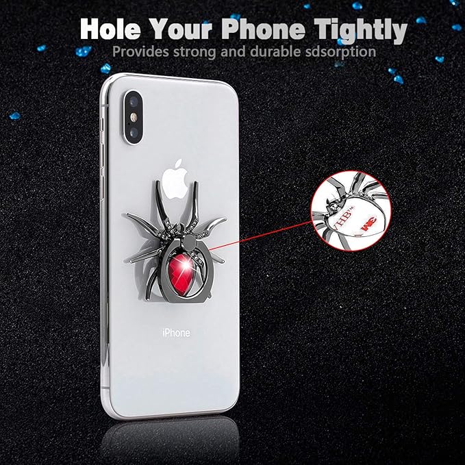 Allengel Phone Ring Holder Stand, 360 Degree Rotation Universal Spider Finger Kickstand with Polished Metal Phone Grip for Cell Phone, Red