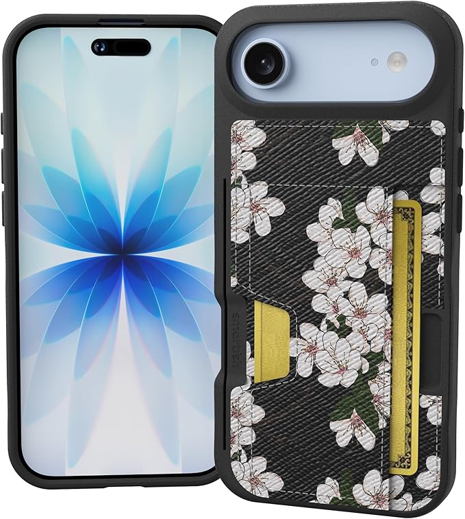 Smartish® iPhone Air Wallet Case - Wallet Slayer Vol. 2 [Slim + Protective] Credit Card Holder w/Kickstand - Drop Tested Hidden Card Slot Cover for Apple iPhone Air - Very Cherry Blossom