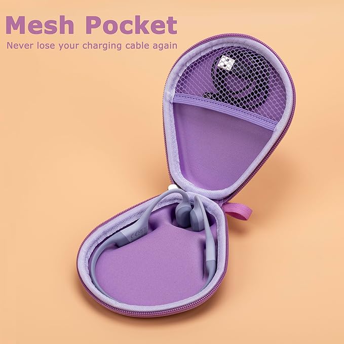Ginsco Universal Bone Conduction Headphones Case Compatible with SHOKZ New OpenRun Pro 2/Pro 2 Mini/OpenRun/OpenSwim Open-Ear Sport Headphones, Compatible with CXK/BAICLUD/MRYTKY/Ogogrs etc (Purple)