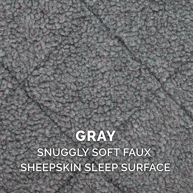 Furhaven Dog Bed for Small Dogs & Indoor Cats, 100% Washable, Sized to Fit Crates - Sherpa Fleece Bolster Crate Pad - Gray, Small