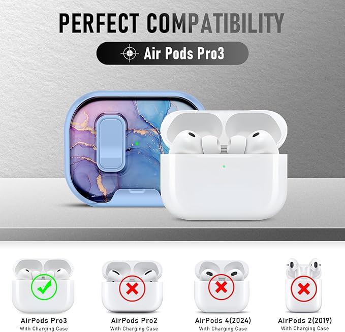for AirPods Pro 3 Case (2025) with Phone Stand & Cleaner Kit, Cute Soft Silicone Cover for AirPods Pro 3rd Genera case with Keychain for Women Men with Keychain for Airpod Pro case(2025)