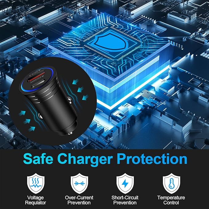 USB C Car Charger, 38W Fast Charge Car Charger Adapter PD&QC 3.0 Dual Port Cigarette Lighter USB Plug for iPhone 17e 17 Pro Max Air 16e 16 15 14 13 12 11 SE XR XS X 8, Samsung Galaxy S26 S25 S24 S23
