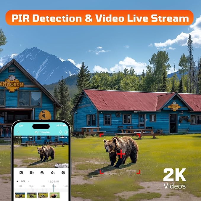 4G LTE Cellular Security Camera 180°Automatic Intrusion Detection and 360°Panoramic View Home and Outdoor Security Camera with Solar Panel, 2K Video Illumination at Night-4G-New