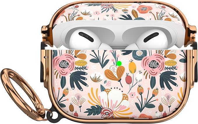 Maxjoy for AirPods Pro 3rd Generation Case with Lock, Flower AirPods Pro 3 Case Lock Protective Hard Cute AirPod Pro 3 Cover for Women Men with Keychain for Airpod Pro 3rd Gen Cover 2025, Floral