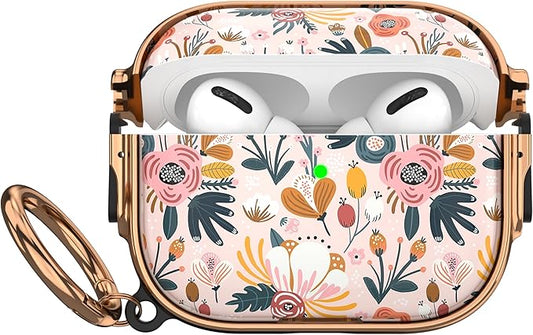 Maxjoy for AirPods Pro 3rd Generation Case with Lock, Flower AirPods Pro 3 Case Lock Protective Hard Cute AirPod Pro 3 Cover for Women Men with Keychain for Airpod Pro 3rd Gen Cover 2025, Floral