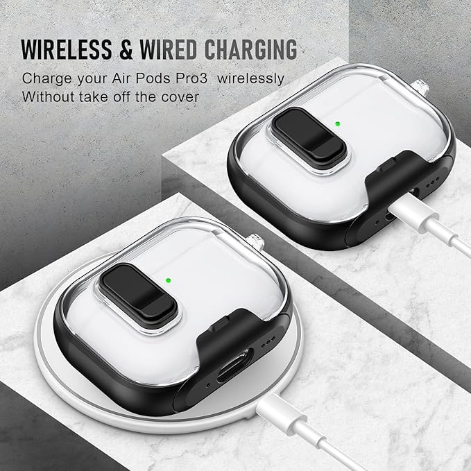 for AirPods Pro 3 Case (2025) with Phone Stand & Cleaner Kit, Cute Soft Silicone Cover for AirPods Pro 3rd Genera case with Keychain for Women Men with Keychain for Airpod Pro case(2025) Black