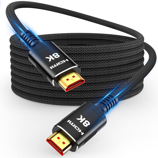 Snowkids 8K HDMI Fiber Optic Cable Long 2.1 65FT, Unidirectional 48Gbps High Speed 8K60 4K Braided HDMI Cord eARC HDR10 2.2&2.3 Compatible for TV/Monitor/PS-5/X-box/Sound System & More