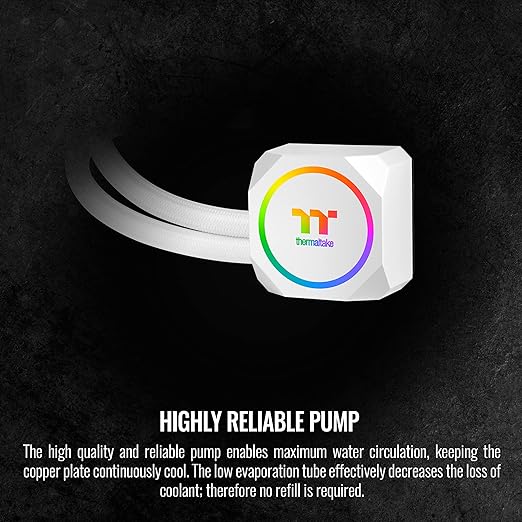 Thermaltake TH120 ARGB Motherboard Sync Snow Edition Intel LGA1700 Ready/AMD AM5 All-in-One Liquid Cooling System 120mm High Efficiency Radiator CPU Cooler CL-W346-PL12SW-A, White