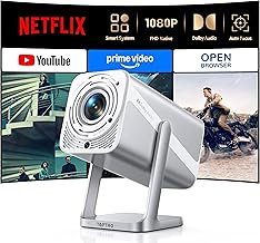 Smart Projector [Built-in Apps/4K Support/2026 Upgraded] with WiFi and Bluetooth, Native 1080P Outdoor Movie Projector, Auto Focus, Dolby Audio, TOPTRO Mini Portable Proyector w/ YouTube/Prime Video - Image 1