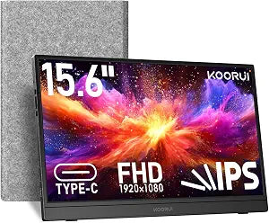 KOORUI 15.6 inch Portable Monitor, FHD 1080P IPS External Display