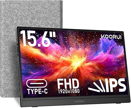 KOORUI 15.6 inch Portable Monitor, FHD 1080P IPS External Display