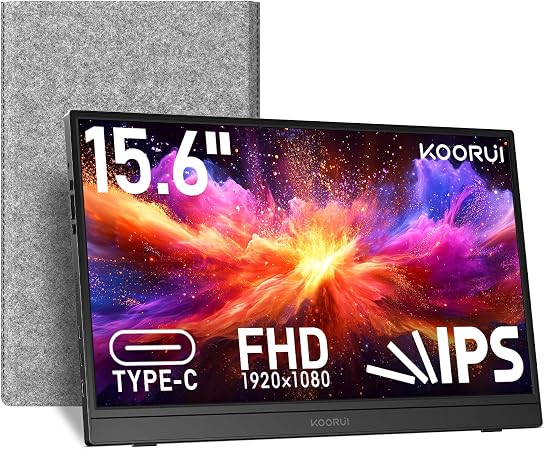 KOORUI 15.6 inch Portable Monitor, FHD 1080P IPS External Display