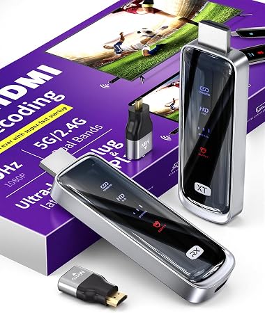 Wireless hdmi Transmitter and Receiver 328FT/100M，4K Decode Plug & Play Portable 5G+2.4G Wireless Display Adapter Extender Kit for Video and Audio to Monitor from PC/Projector