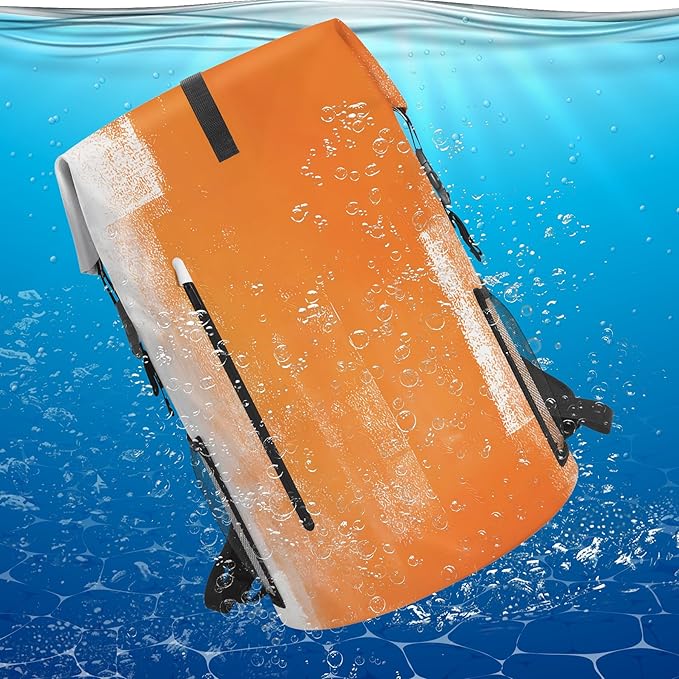 Waterproof Dry Bag Marine Dry Bags for Kayaking Hiking Orange Gray Abstract Art Painting Backpack Roll-Top Closure Bag - Backpack Waterproof Phone Case 5L