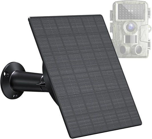 Zivif 5W Trail Camera Solar Panel, 10400mAh Built-in Battery, Adjustable 6V/9V/12V Output, DC Plugs 5.5x2.1mm 4.0x1.7mm 3.5x1.35mm, IP66 Waterproof, 360° Mount, 9.8ft Cable